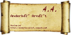 Anderkó Arnót névjegykártya